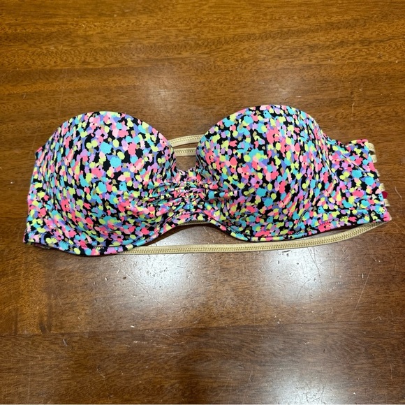 Victoria’s Secret Confetti Neon Bandeau Bikini Top Size 36B swim - Picture 1 of 6